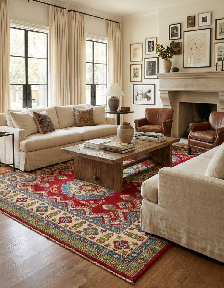 Detail image of 6' 8 x 9' 10  Hand Knotted Kazak Rug