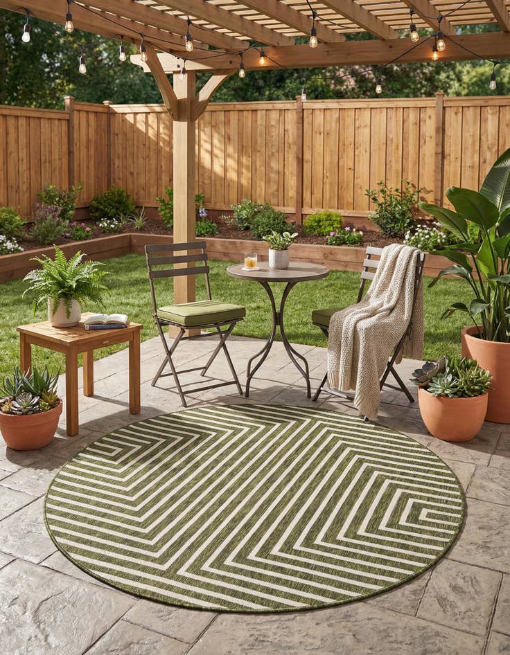 Detail image of  6' x 6'  Washable Modern Indoor / Outdoor Round Rug