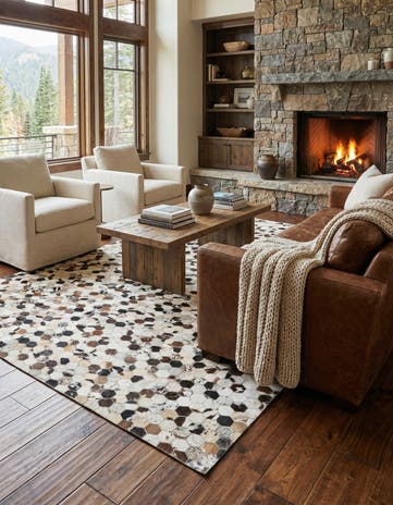 5' x 8' Cowhide Leather Rug