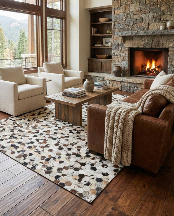 Detail image of 5' x 8' Cowhide Leather Rug