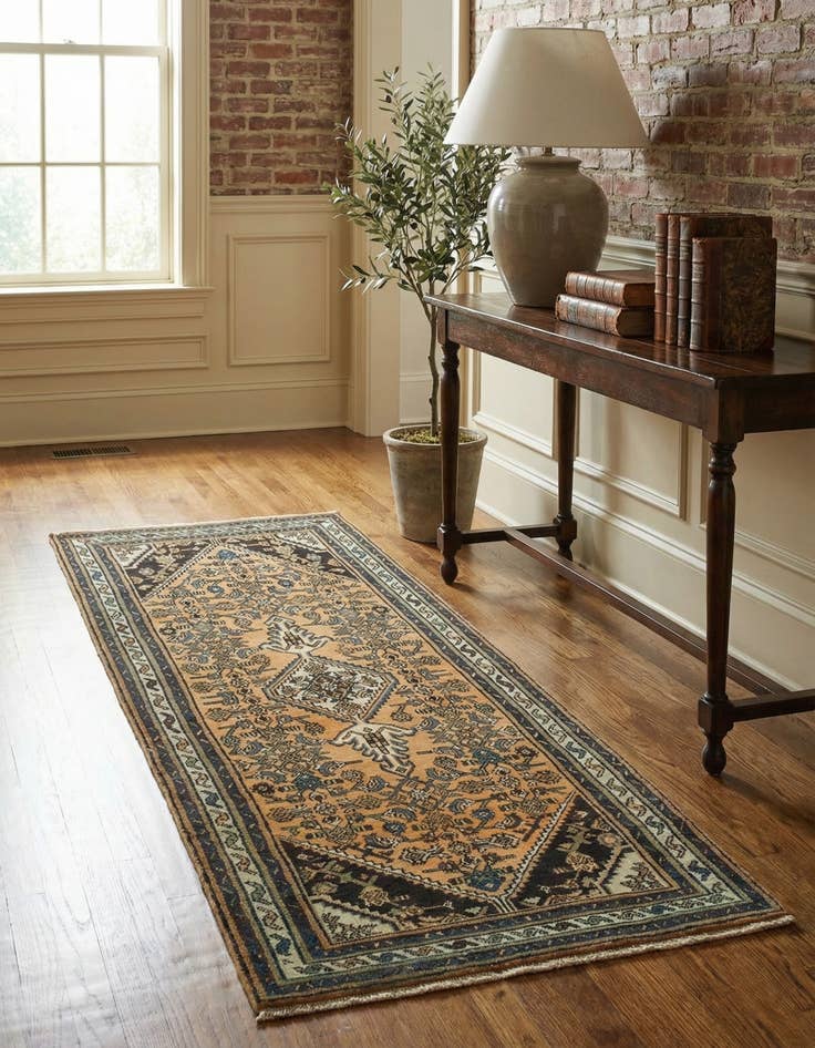 Detail image of 3' 6 x 9' 9  Hand Knotted Ultra Vintage Persian Wool Runner Rug