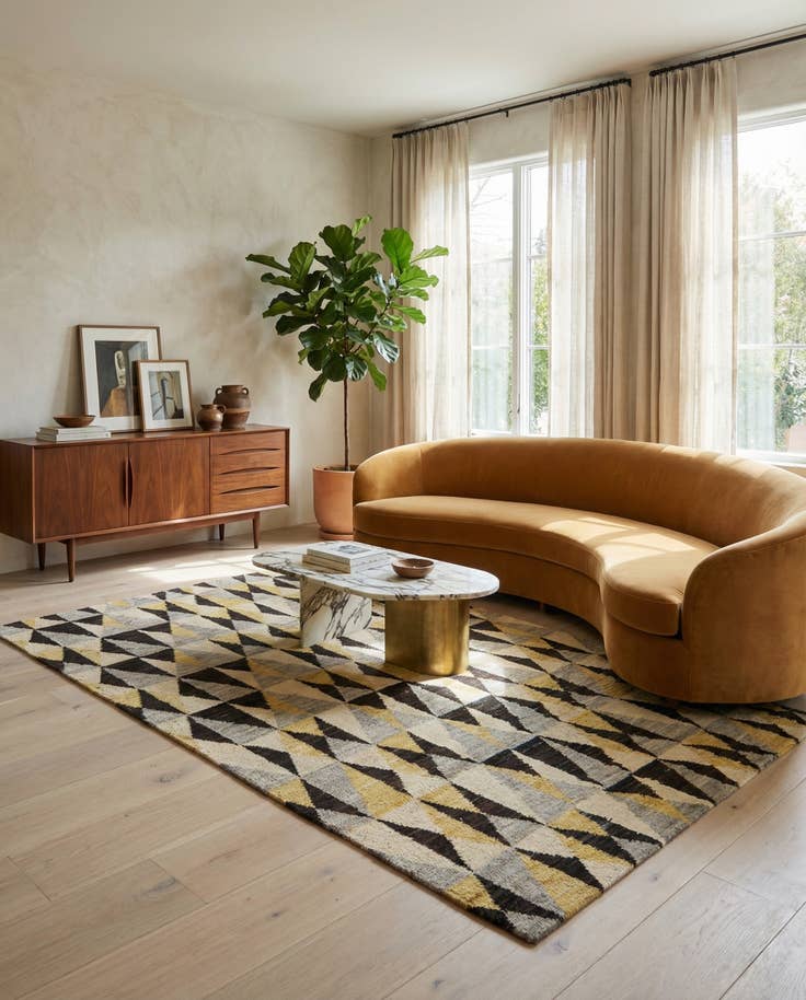 Detail image of 4' 11 x 7' 7 Hand Knotted Modern Ziegler Rug