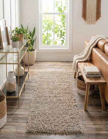 Linen Zermatt Shag Runner Rug