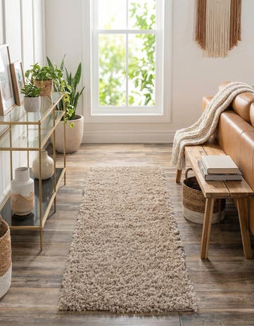 Linen Zermatt Shag Runner Rug