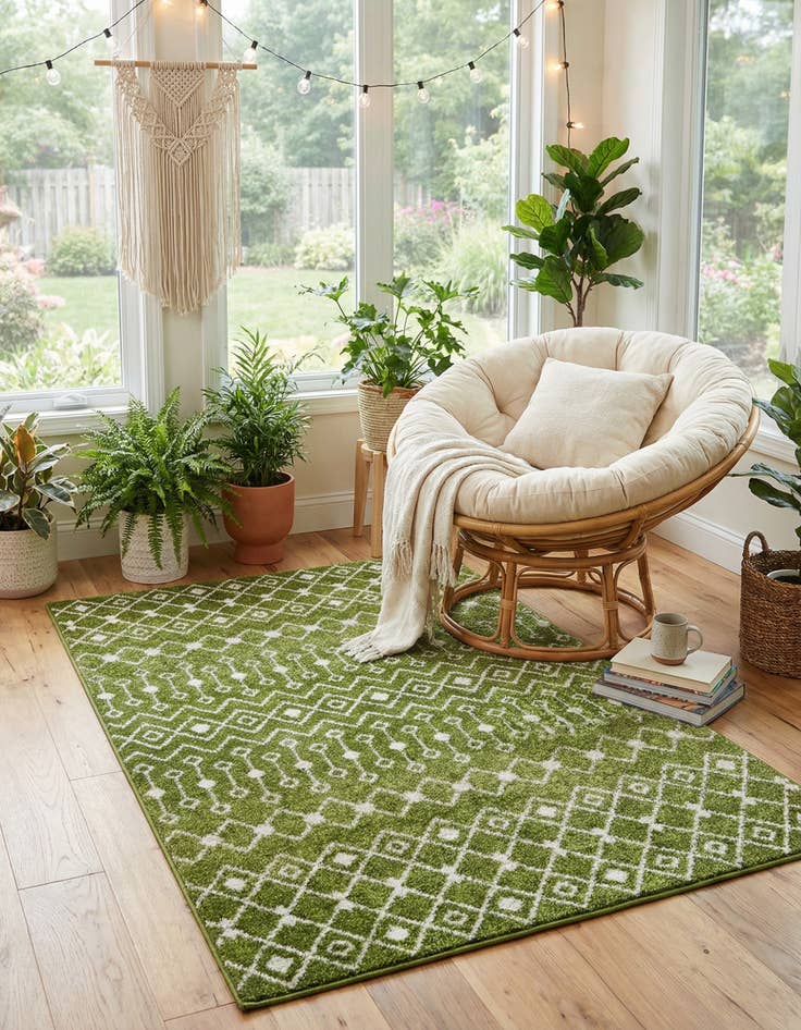 Detail image of 4' x 6' Moroccan Trellis Rug