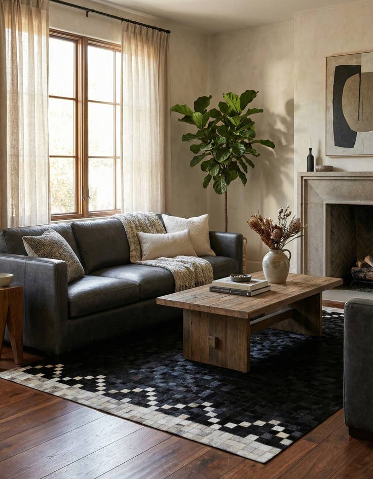 Detail image of  5' x 8' Cowhide - Patchwork Rug