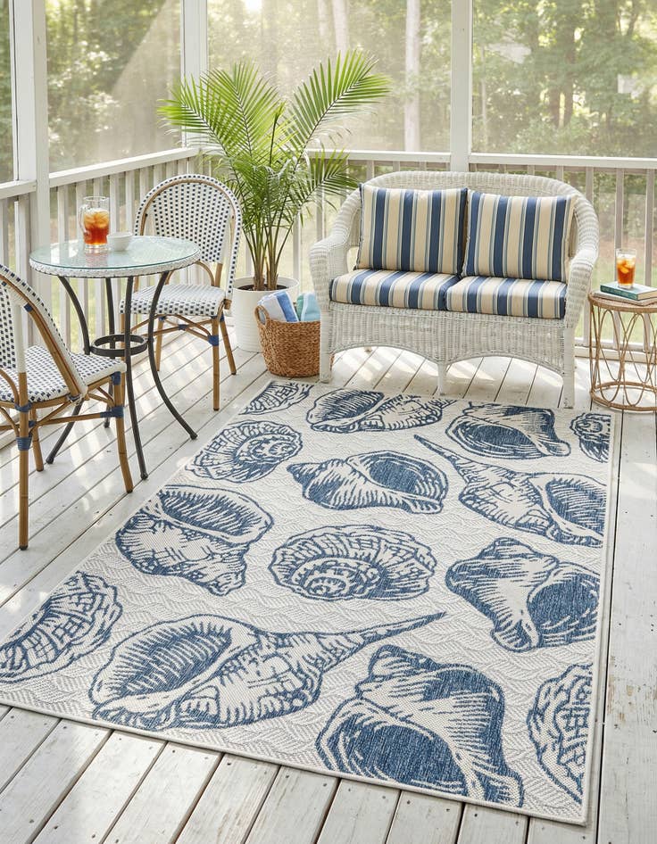Detail image of 4' x 6'  Washable Coastal Indoor / Outdoor Rug