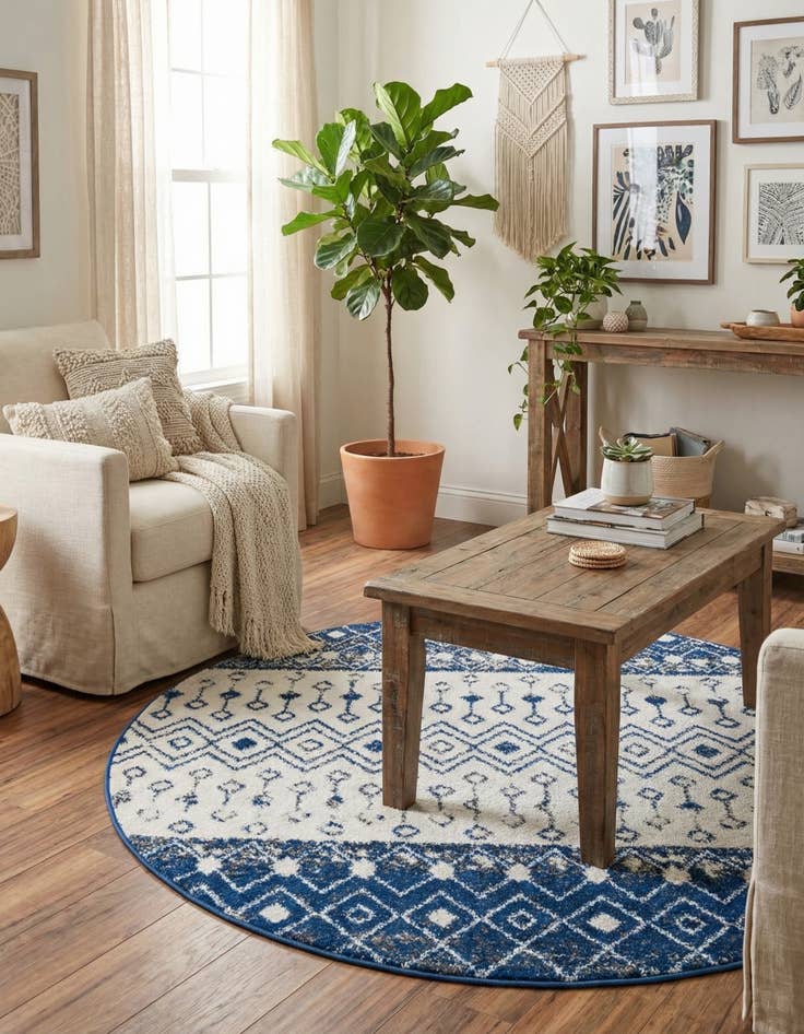 Detail image of 5' 3 x 5' 3 Moroccan Trellis Round Rug