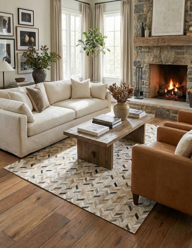 Detail image of 5' 8 x 8' 1 Cowhide Stocks Rug