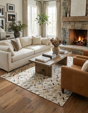5' 8 x 8' 1 Cowhide Stocks Rug
