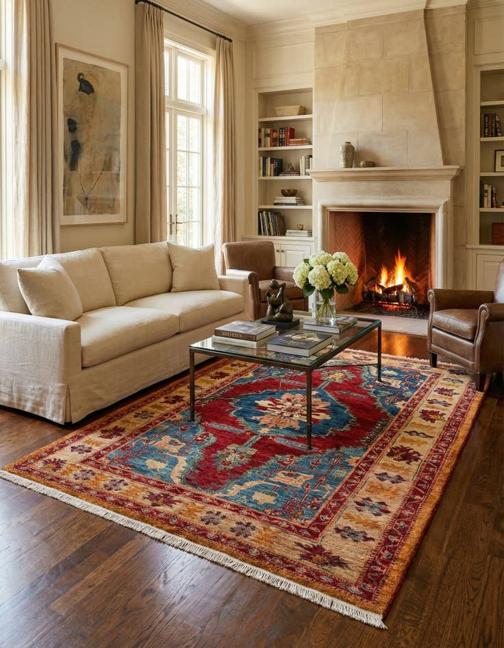 Detail image of 5' x 6' 10 Hand Knotted Ziegler Wool Rug