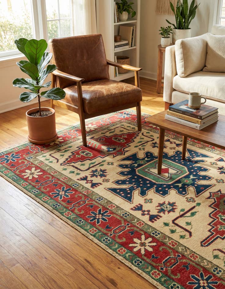 Detail image of  4' x 6'  Hand Knotted Kazak Rug