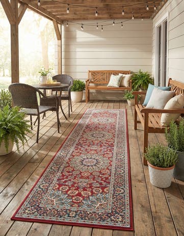 2' 7 x 12' Easy-Clean Traditional Indoor / Outdoor Runner Rug