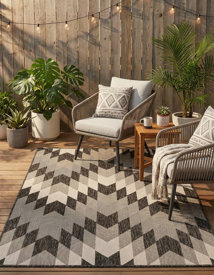Detail image of 4' x 6'  Washable Modern Indoor / Outdoor Rug
