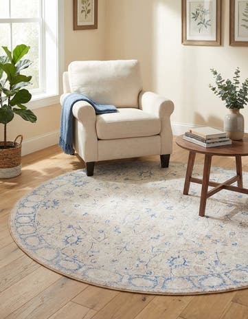 7' 7 x 7' 7 Washable Timeless Round Rug