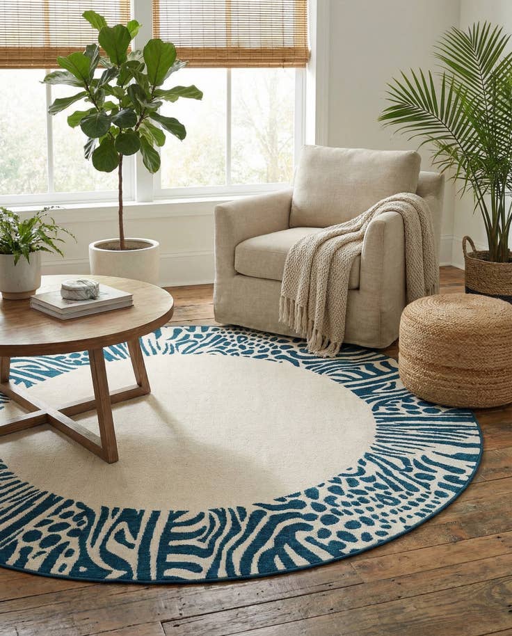 Detail image of 7' 10 x 7' 10 Easy-Clean Safari Indoor / Outdoor Round Rug