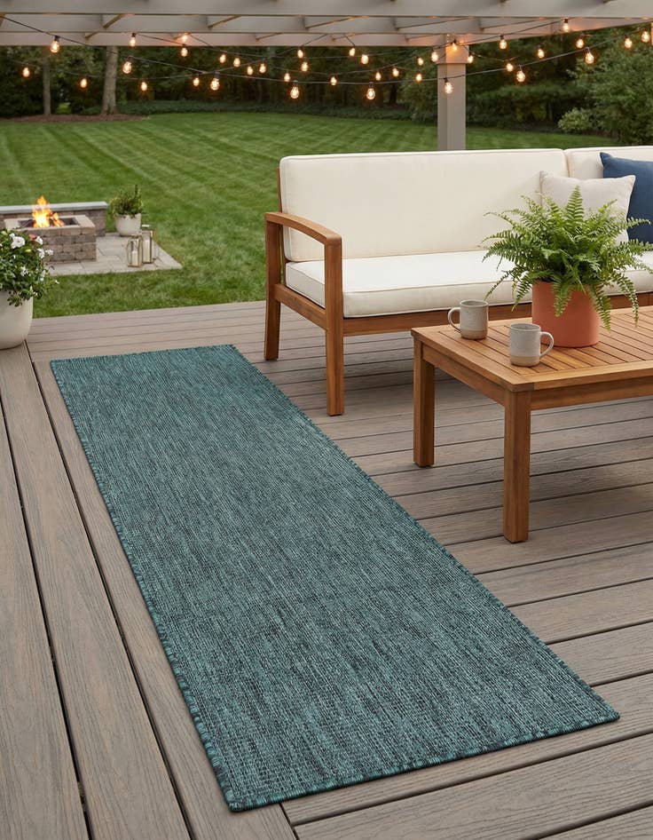 Detail image of 2' x 7' 8  Washable Solid Indoor / Outdoor Runner Rug