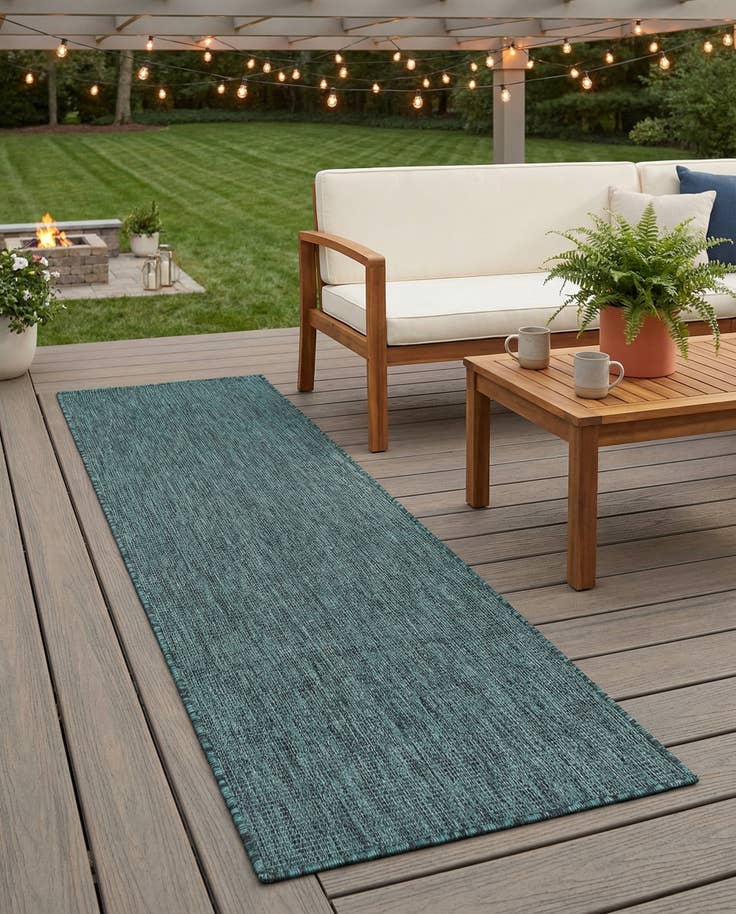 Detail image of 2' x 7' 8 Easy-Clean Solid Indoor / Outdoor Runner Rug