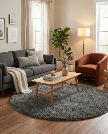  5' x 5' Infinity Shag Round Rug