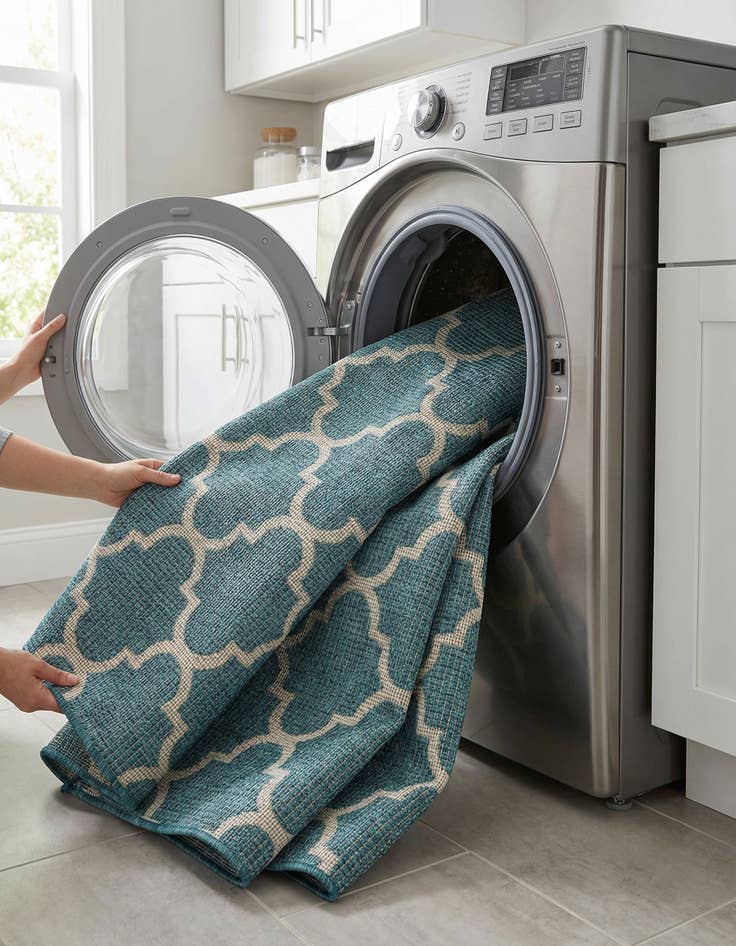 Detail image of  6' x 9'  Washable Lattice Indoor / Outdoor Rug