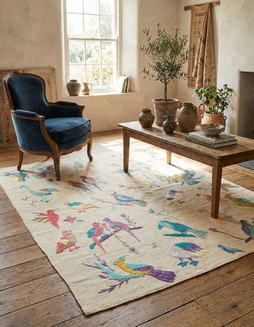 5' 2 x 6' 2 Hand Woven Kilim Suzani Wool Rug