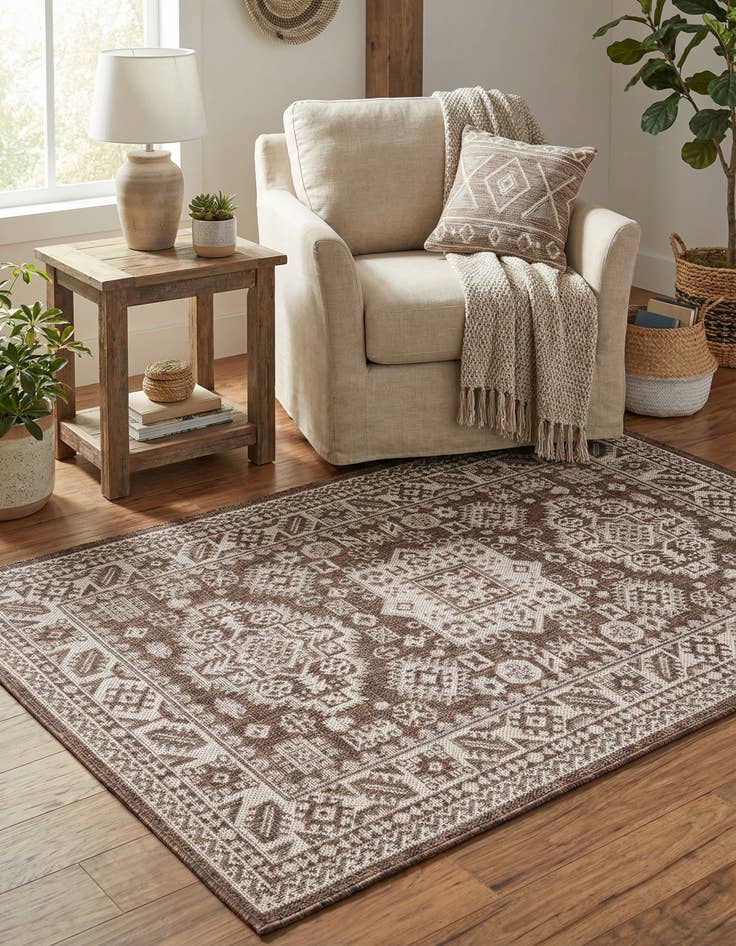 Detail image of 3' x 5' 3  Washable Aztec Indoor / Outdoor Rug