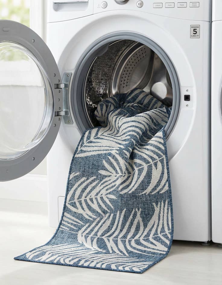 Detail image of  2' 7 x 10'  Washable Botanical Indoor / Outdoor Runner Rug