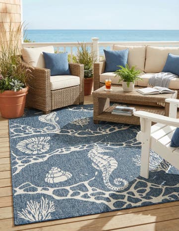 5' 3 x 8' Easy-Clean Coastal Indoor / Outdoor Rug