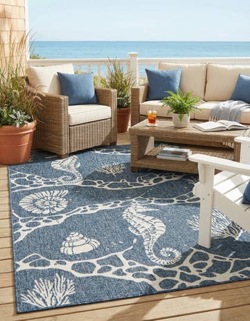5' 3 x 8' Easy-Clean Coastal Indoor / Outdoor Rug