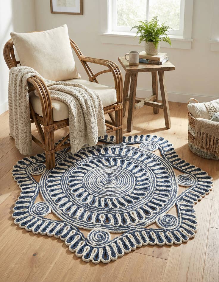 Detail image of 3' 1 x 3' 1  Hand Braided Jute Round Rug