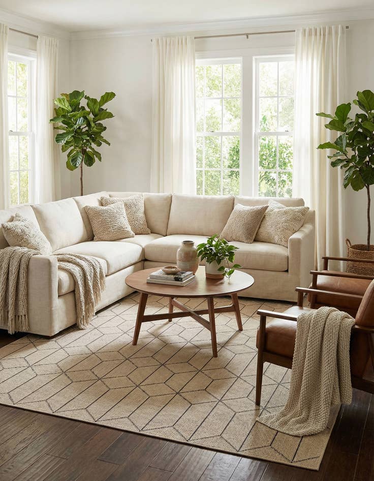 Detail image of 9' x 12' Easy-Clean Trellis Indoor / Outdoor Rug