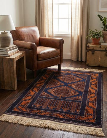 3' x 4' 9 Hand Knotted Afghan Ersari Wool Rug