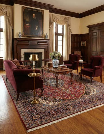 9' 11 x 12' 10 Hand Knotted Kashan Persian Wool Rug