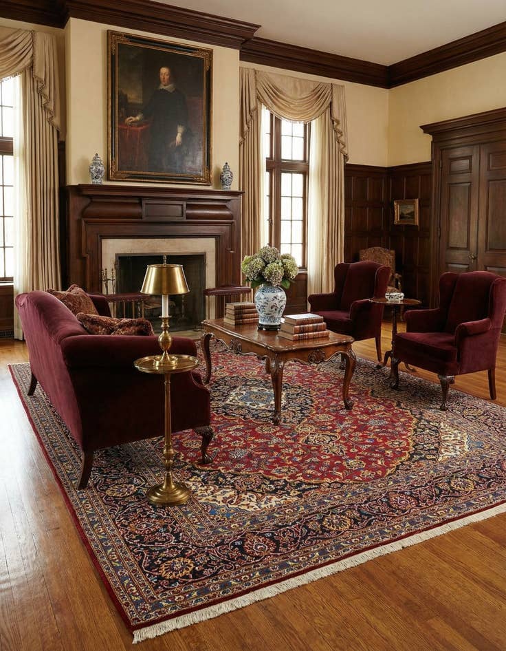 Detail image of 9' 11 x 12' 10  Hand Knotted Kashan Persian Wool Rug