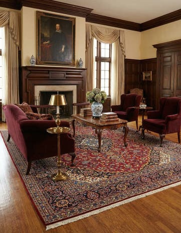 9' 11 x 12' 10 Hand Knotted Kashan Persian Wool Rug
