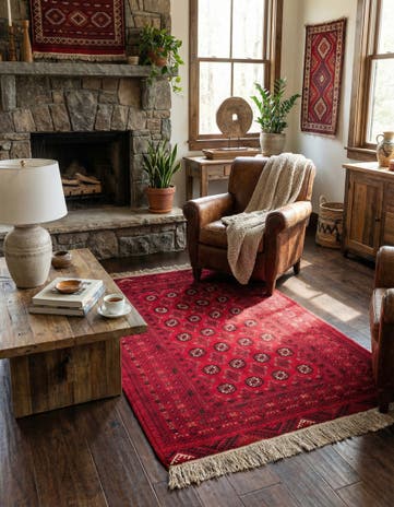 4' x 6' 2 Hand Knotted Afghan Akhche Wool Rug