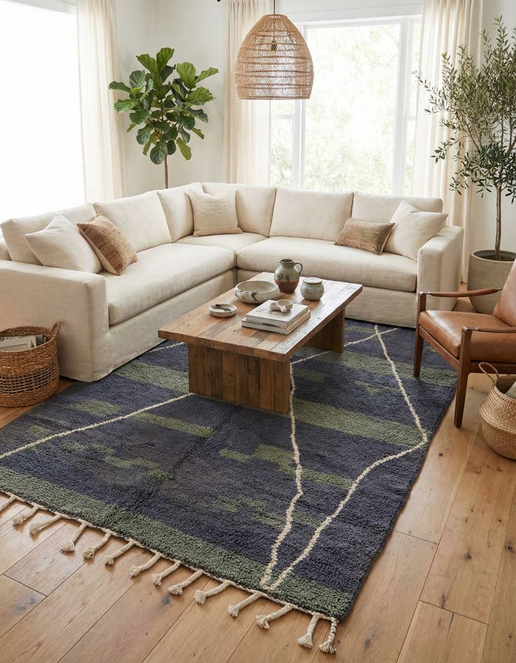 Detail image of 5' 4 x 8'  Hand Knotted Moroccan Wool Rug