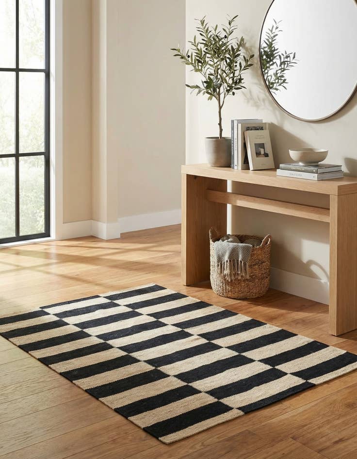 Detail image of 2' 8 x 3' 9  Hand Woven Kilim Modern Wool Rug