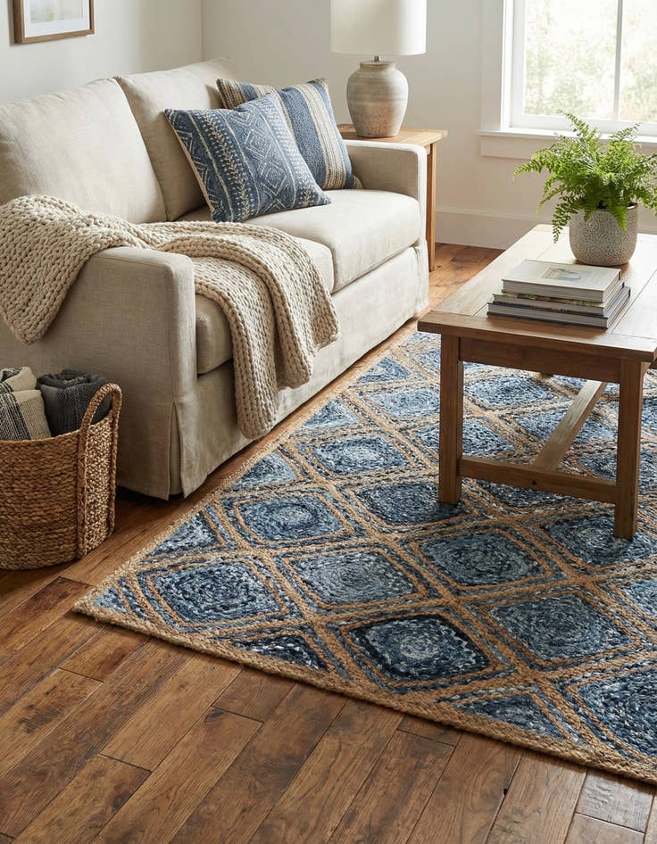 Detail image of 4' 1 x 6' 1  Hand Braided Jute Rug