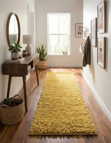 Yellow Everyday Shag Runner Rug
