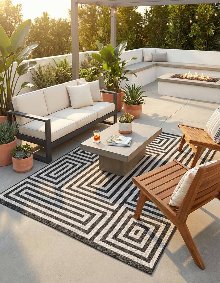 Detail image of 5' 3 x 8'  Washable Modern Indoor / Outdoor Rug