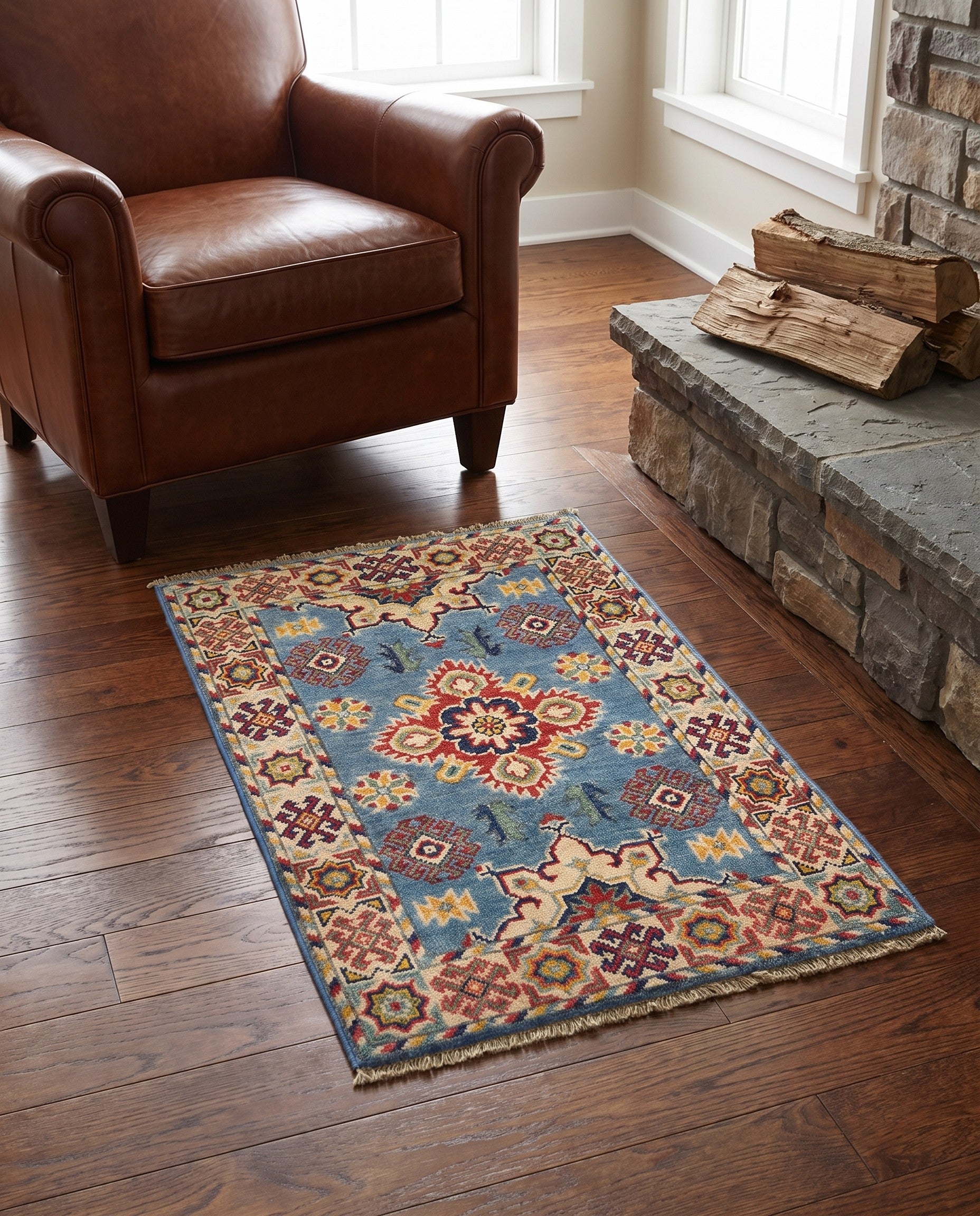 1' 11 x 3' 1 Hand Knotted Kazak Rug