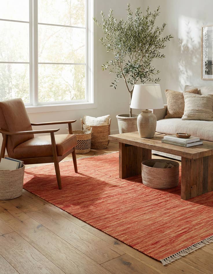 Detail image of 4' 3 x 5' 11 Hand Woven Kilim Modern Wool Rug