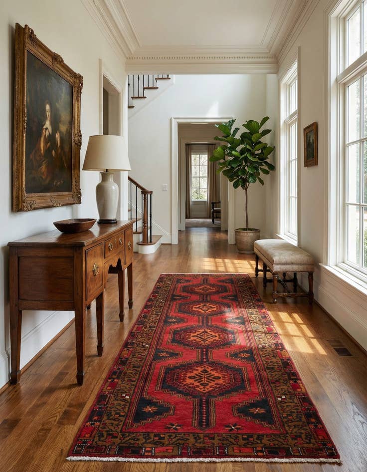 Detail image of 3' 7 x 9' 5 Hand Knotted Shahsavan Persian Wool Runner Rug