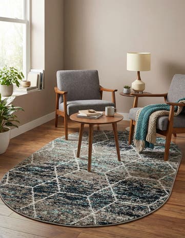 3' x 5' 3 Lattice Frieze Oval Rug
