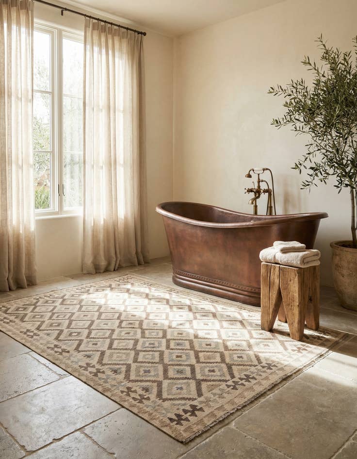 Detail image of  7' 3 x 9' 7  Hand Woven Kilim Maymana Wool Rug