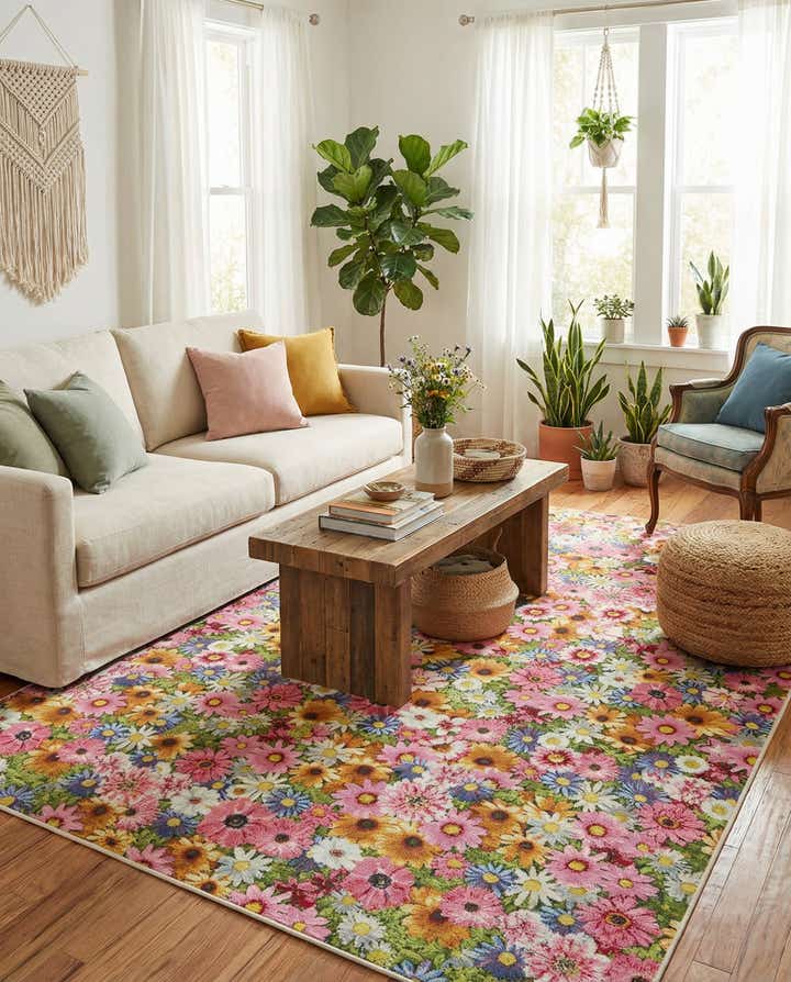 8' x 10' Easy-Clean Botanical Indoor / Outdoor Rug