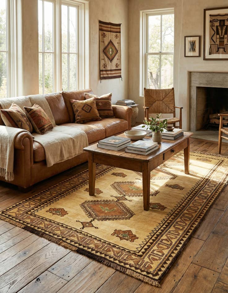 Detail image of 4' 6 x 7' 8 Gabbeh Wool Rug