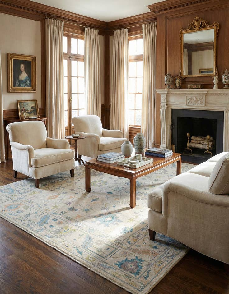 Detail image of  8' 11 x 11' 9  Hand Knotted Oushak Rug