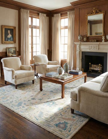 8' 11 x 11' 9 Hand Knotted Oushak Rug